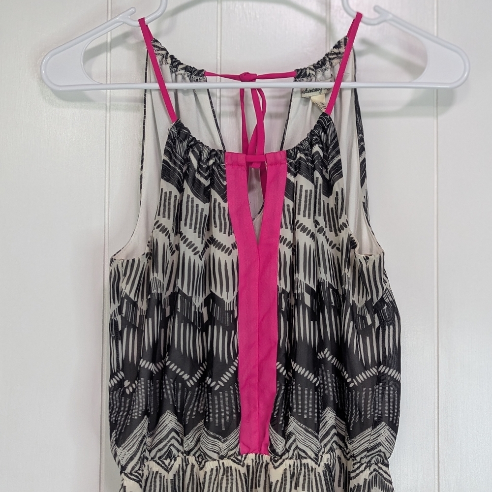 Accidentally In Love Monochrome Maxi Dress with Pink Detail - Picture 2 of 7